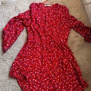 Zara Floral Red Dress